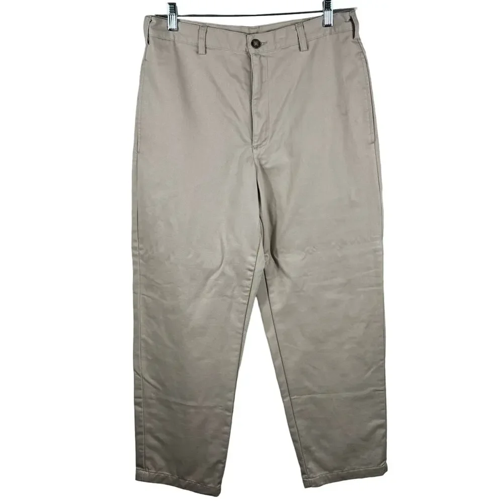 LL Bean Natural Fit Khaki Chinos Mens 33x30 Plaid Flannel Lined Double L
